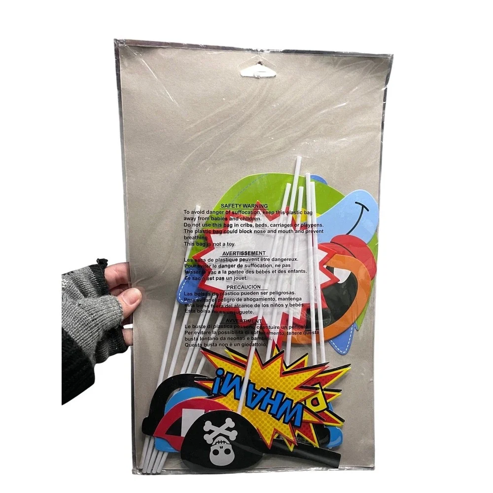Superhero‎ Comic Book Photo Booth Props - 10 Count Assorted Party Pack - New